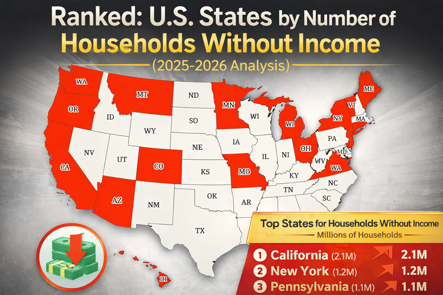 Ranked: U.S. States by Number of Households Without Income (2025-2026 Analysis)