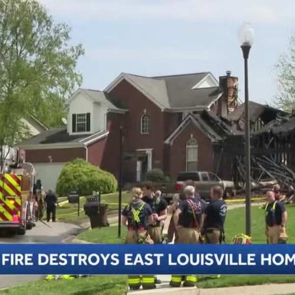 East Louisville home destroyed by fire; dog rescued