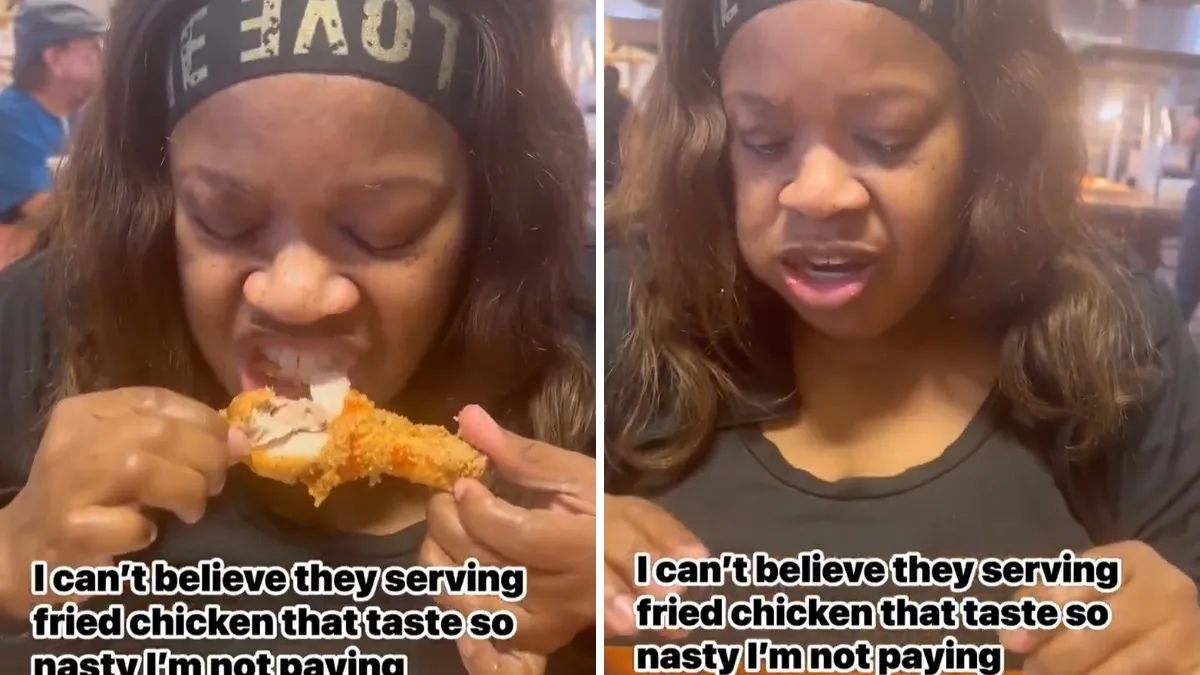 Woman finishes off an entire plate of fried chicken wings and then declares she won't pay for it because it tasted 'so nasty'